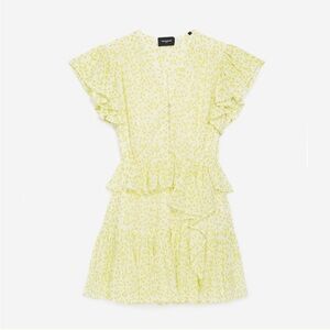 The Kooples White And Yellow Shoty Dress With Frills
